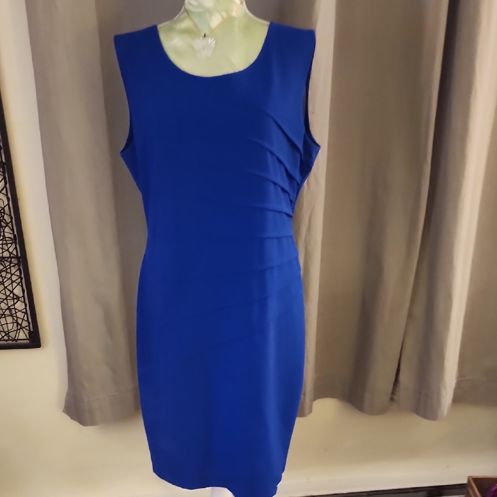 CALVIN KLEIN Royal Blue Starburst Sheath Sleeveless Dress US 12